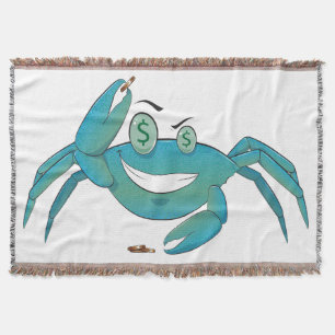 Penny Pinching Crab Throw Blanket
