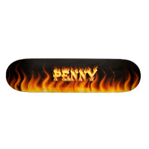Penny skateboard fire and flames design.