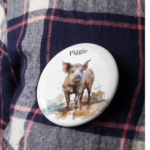 Penny the Playful Piglet, custom 7.5 Cm Round Badge