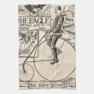 Pennyfarthing Old' Timey Victorian Bicycle Ad Tea Towel