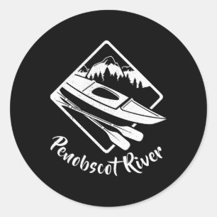 Penobscot River Maine Kayak Kayaking Boating Rafti Classic Round Sticker