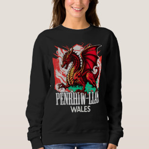 Penrhiw llan Wales Welsh Flag Y Ddraig Goch Dragon Sweatshirt