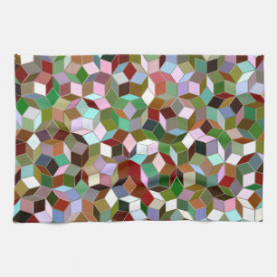 Penrose Tiling Kitchen Towel, Dark Neutral Colours Tea Towel