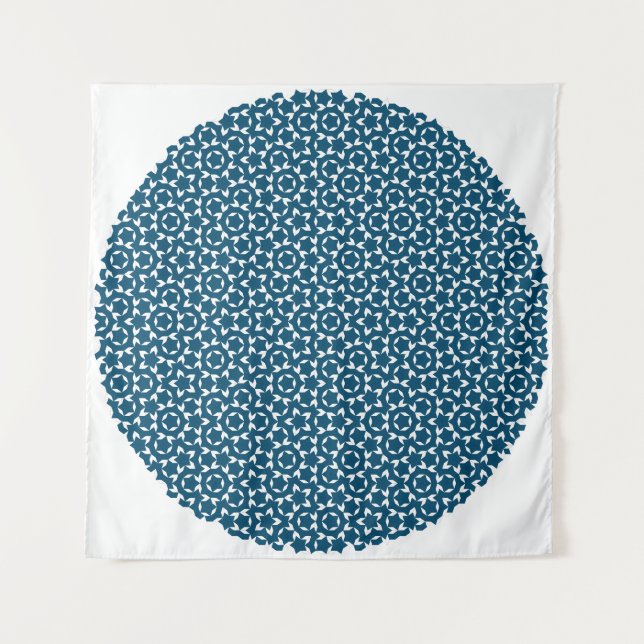 Penrose Tiling Pattern White Blue Mg0.5 Tapestry (Front)