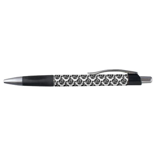 Pens, 6 pack Black ink Ball-point Rubber grip Rose (Top)