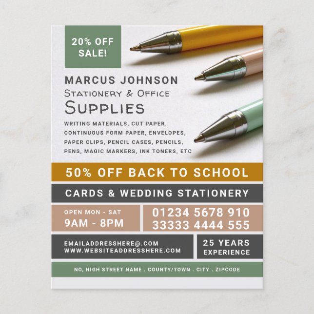 Pens, Stationery & Office Supplies, Stationer Flyer (Front)