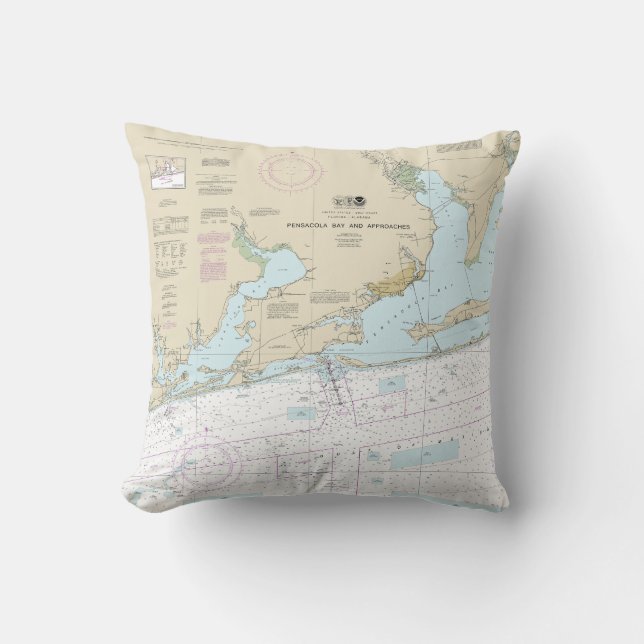 Pensacola Bay and Approaches Nautical Chart 11382 Cushion (Front)
