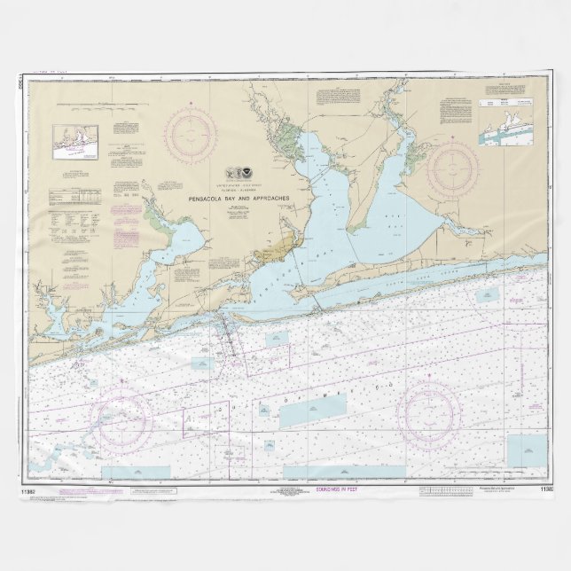 Pensacola Bay and Approaches Nautical Chart 11382 Fleece Blanket (Front (Horizontal))