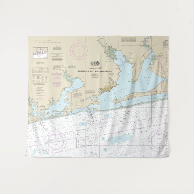Pensacola Bay and Approaches Nautical Chart 11382 Tapestry (Front (Horizontal))