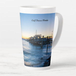 Pensacola Bay Sign Sunset By Dock Latte Mug