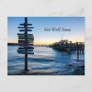 Pensacola Bay Sign Sunset Dock Get Well Postcard