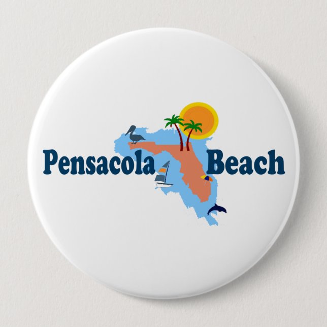 Pensacola Beach. 10 Cm Round Badge (Front)