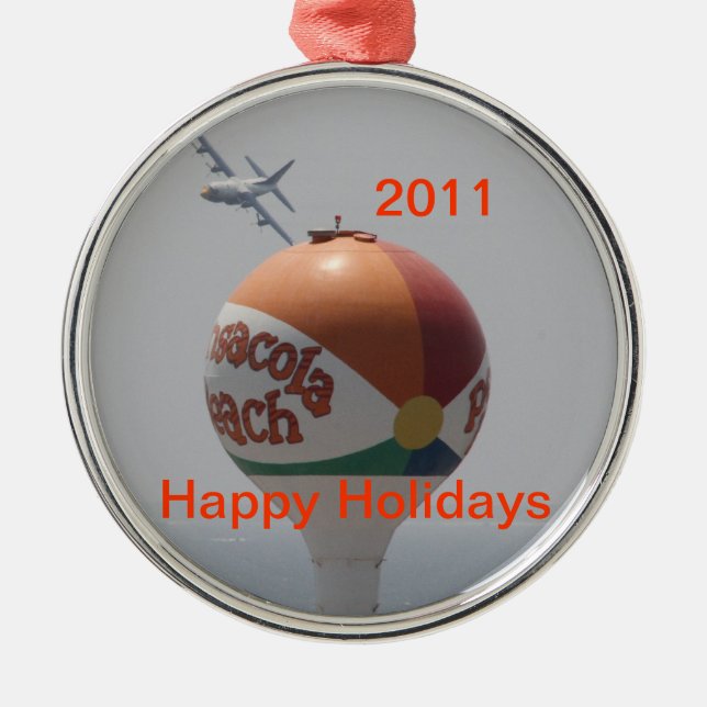 Pensacola Beach Ball Metal Tree Decoration (Front)