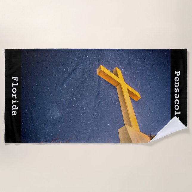 Pensacola Beach Cross with Milky Way Towel (Front)