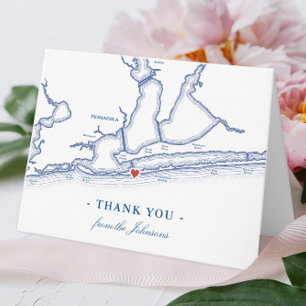 Pensacola Beach FL Map Wedding Personalised Thank You Card