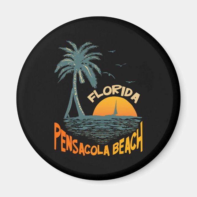 Pensacola Beach FL Vintage 70s Retro Magnet (Front)