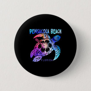 Pensacola Beach Florida Sea Turtle Tie Dye Hibiscu 6 Cm Round Badge