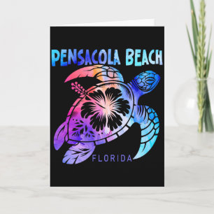Pensacola Beach Florida Sea Turtle Tie Dye Hibiscu Card