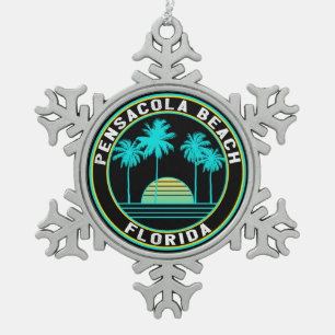 Pensacola Beach Florida Snowflake Pewter Christmas Ornament