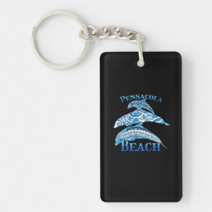 Pensacola Beach Florida Vacation Tribal Dolphins Key Ring
