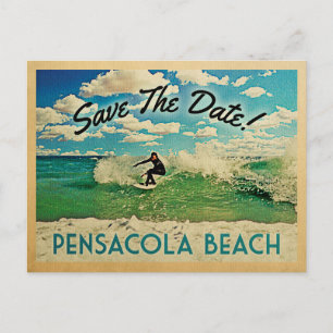 Pensacola Beach Save The Date Florida Surfing Announcement Postcard