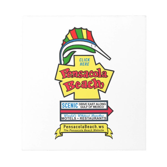 Pensacola Beach Sign Notepad (Front)
