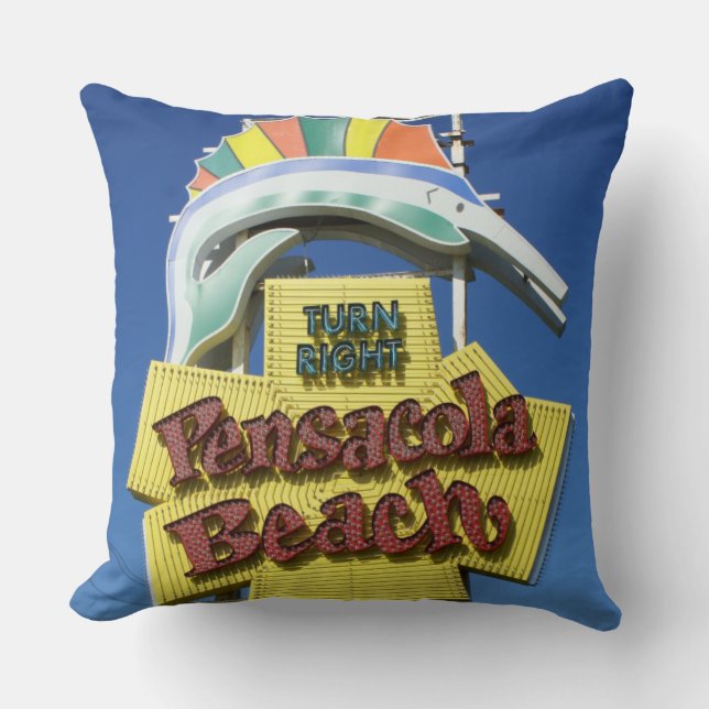 Pensacola Beach Sign Pillow (Front)