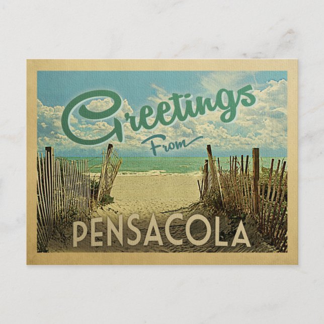 Pensacola Beach Vintage Travel Postcard (Front)