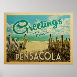 Pensacola Beach Vintage Travel Poster