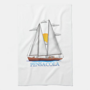 Pensacola Coastal Nautical Sailing Sailor Tea Towel