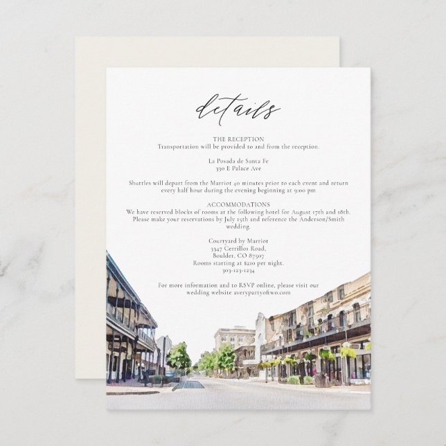 PENSACOLA Downtown Watercolor Florida Details Card (Front/Back)