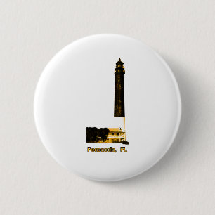 Pensacola FL Lighthouse Gold The MUSEUM Zazzle Gif 6 Cm Round Badge