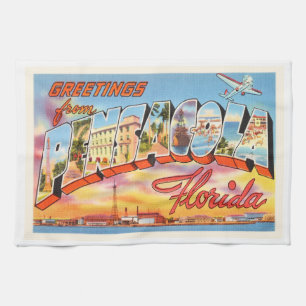 Pensacola Florida FL Old Vintage Travel Souvenir Tea Towel