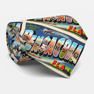 Pensacola Florida FL Vintage Large Letter Postcard Tie