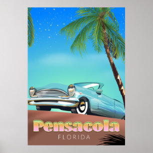Pensacola, florida vintage style travel poster