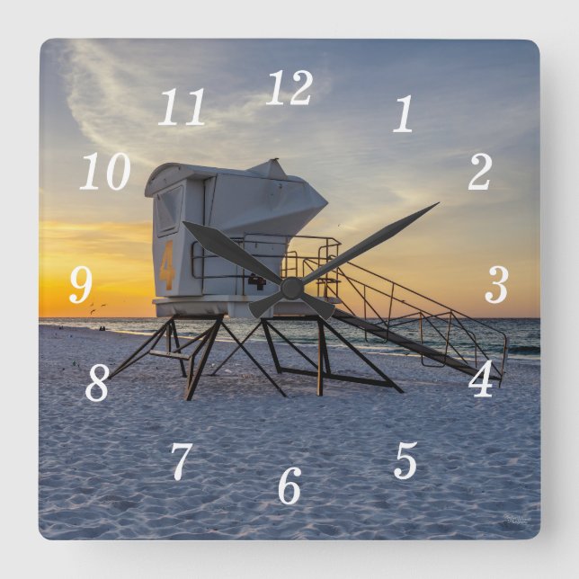 Pensacola Lifeguard Station Sunrise Wall Clock (Front)