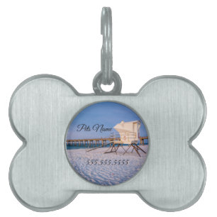 Pensacola Morning Lifeguard Stand And Pier Pet Tag