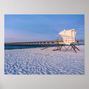 Pensacola Morning Lifeguard Stand And Pier Poster