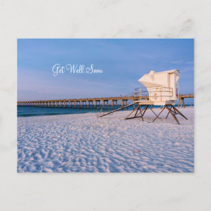 Pensacola Morning Lifeguard Stand & Pier Get Well Postcard