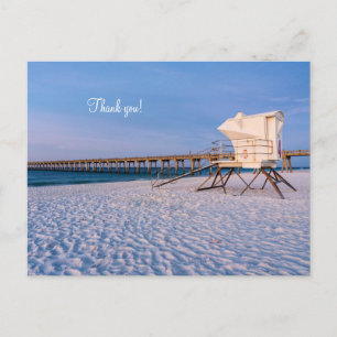 Pensacola Morning Lifeguard Stand & Pier Thank You Postcard