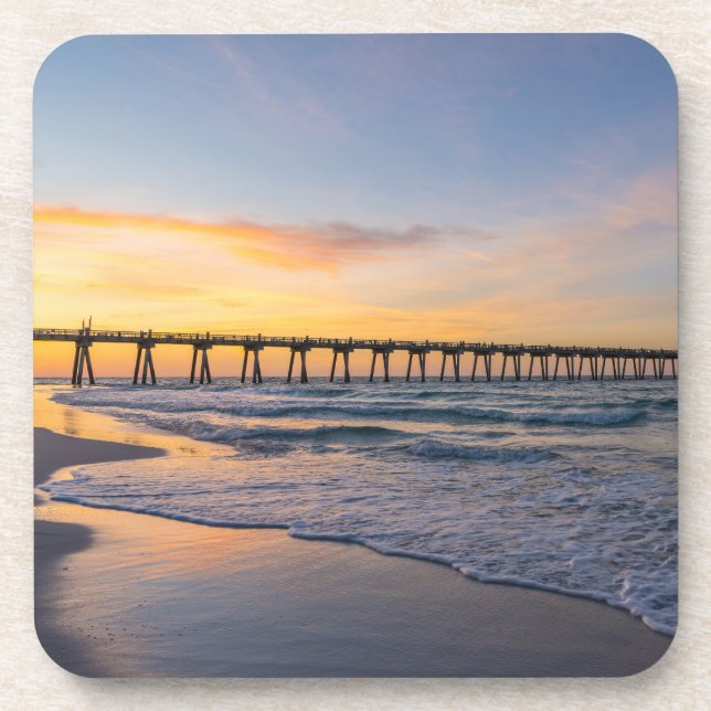 Pensacola Pier Shoreline Sunrise Coasters set of 6 (Front)