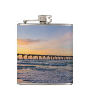 Pensacola Pier Shoreline Sunrise Flask
