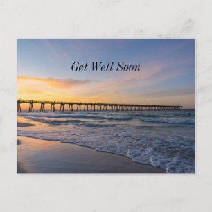 Pensacola Pier Shoreline Sunrise Get Well Soon Postcard