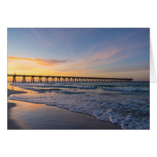 Pensacola Pier Shoreline Sunrise Greeting Card