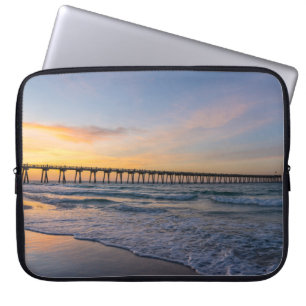 Pensacola Pier Shoreline Sunrise Laptop Sleeve
