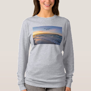 Pensacola Pier Shoreline Sunrise Long Sleeve Shirt