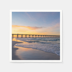 Pensacola Pier Shoreline Sunrise Paper Napkin