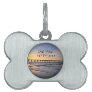 Pensacola Pier Shoreline Sunrise Pet Tag
