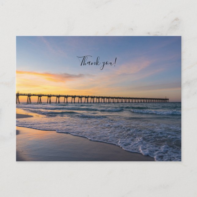 Pensacola Pier Shoreline Sunrise Thank U Postcard (Front)