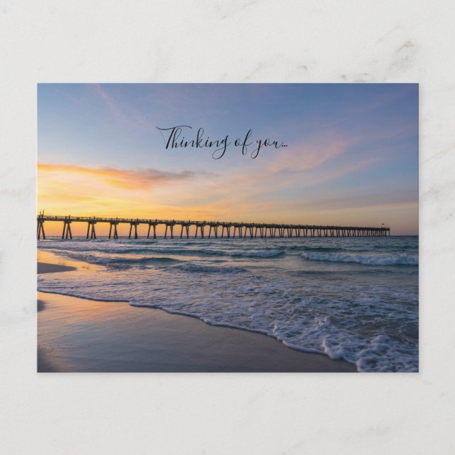 Pensacola Pier Shoreline Sunrise Thinking Of You Postcard (Front)